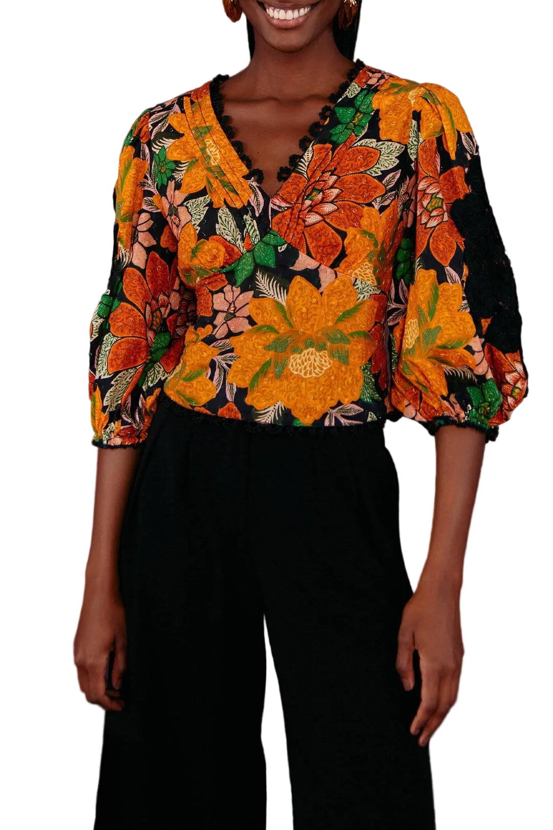 MEDIA OFF LINE_Blouse Jardin en coton - Orange