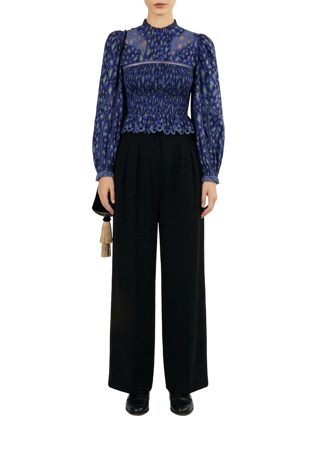 Leopard Pop Blouse - Blue