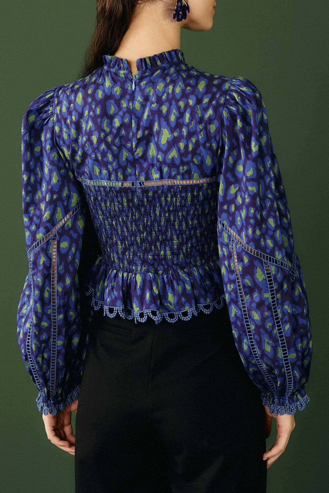 Leopard Pop Blouse - Blue