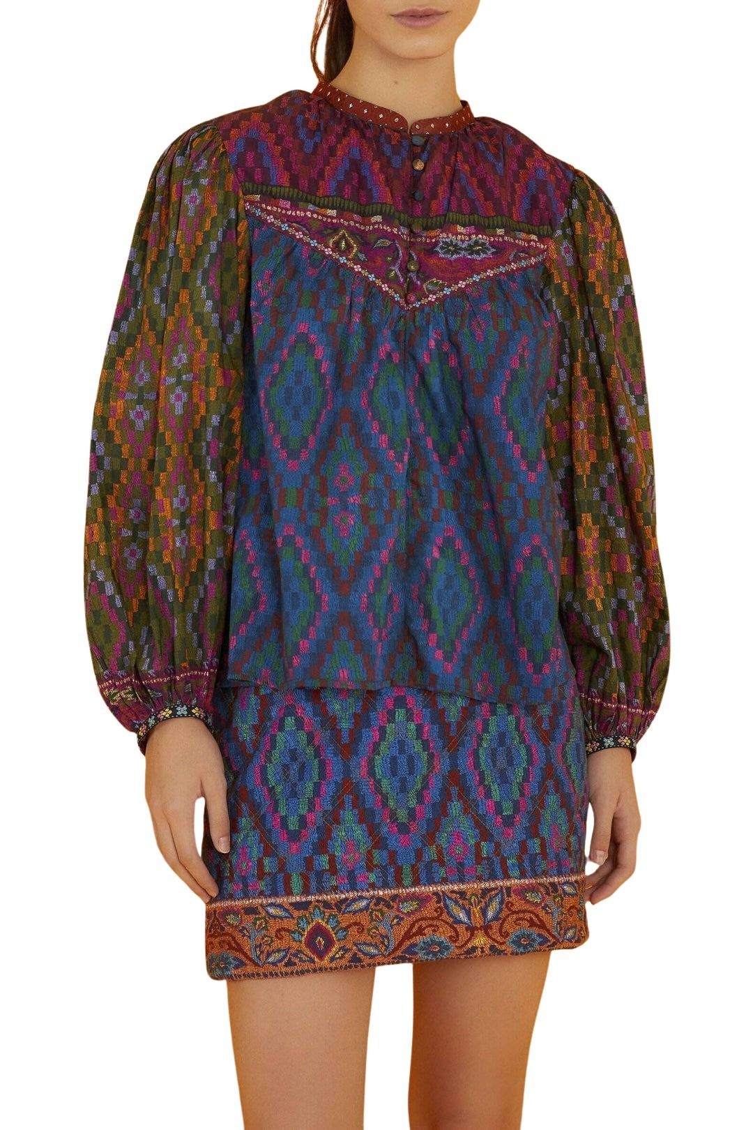 MEDIA OFF LINE_Mini jupe Tapestry Scarf en coton - Bleu