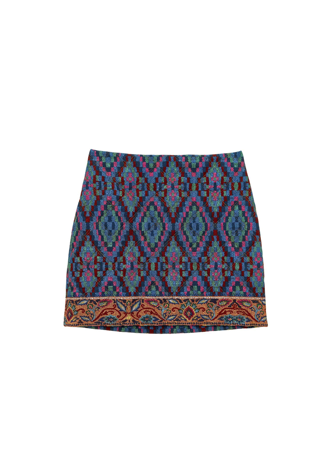 MEDIA OFF LINE_Mini jupe Tapestry Scarf en coton - Bleu