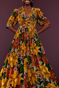 Robe longue Garden - Jaune