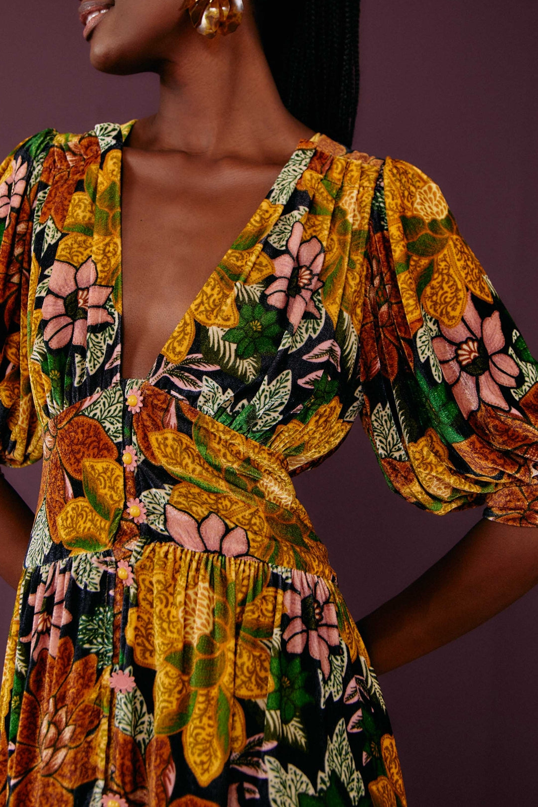 Robe longue Garden - Jaune