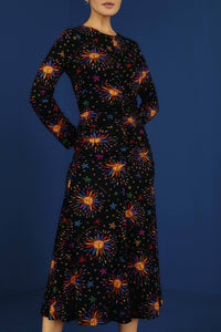 MEDIA OFF LINE_Robe midi Rainbow Suns - Noir