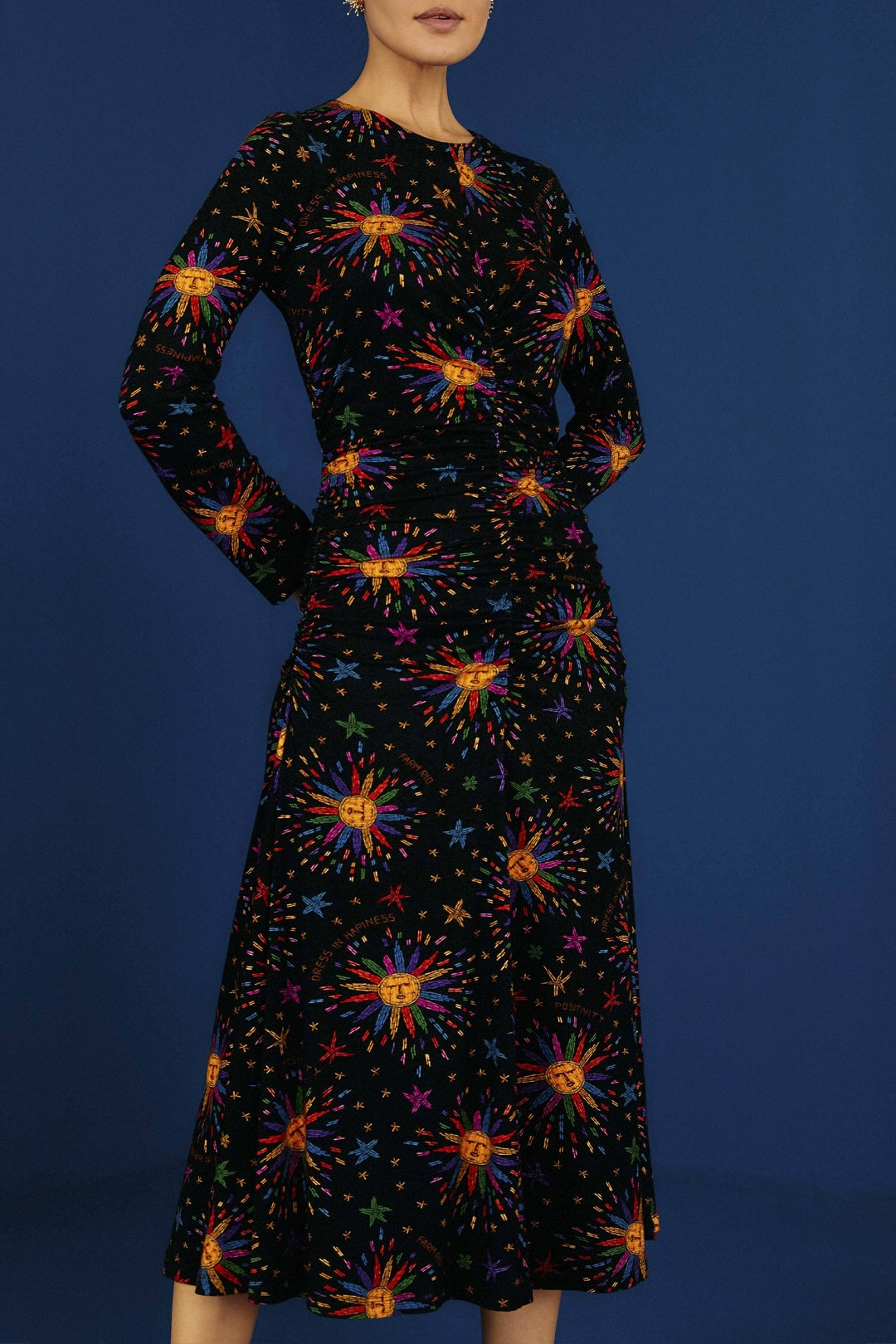 MEDIA OFF LINE_Robe midi Rainbow Suns - Noir