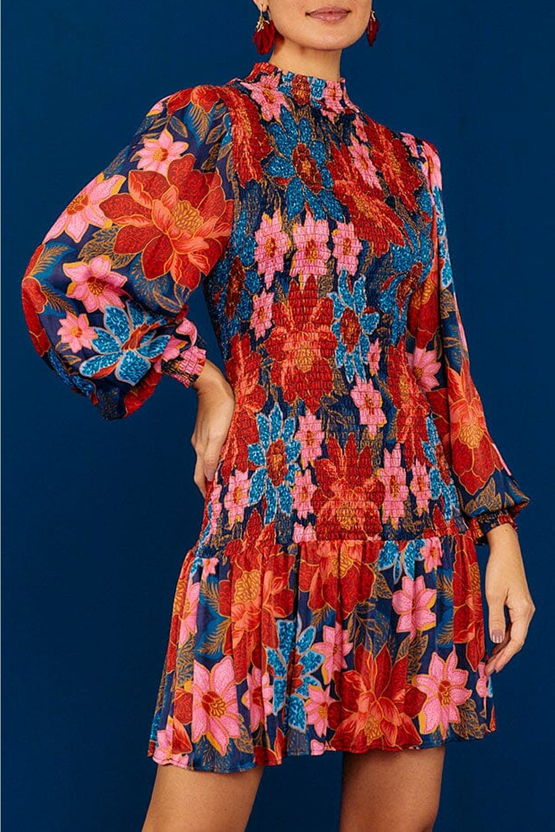 Robe courte SmockedGarden - Orange
