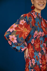 Robe courte SmockedGarden - Orange
