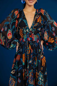 MEDIA OFF LINE_Robe Kaftan Sunset Tapestry - Noir