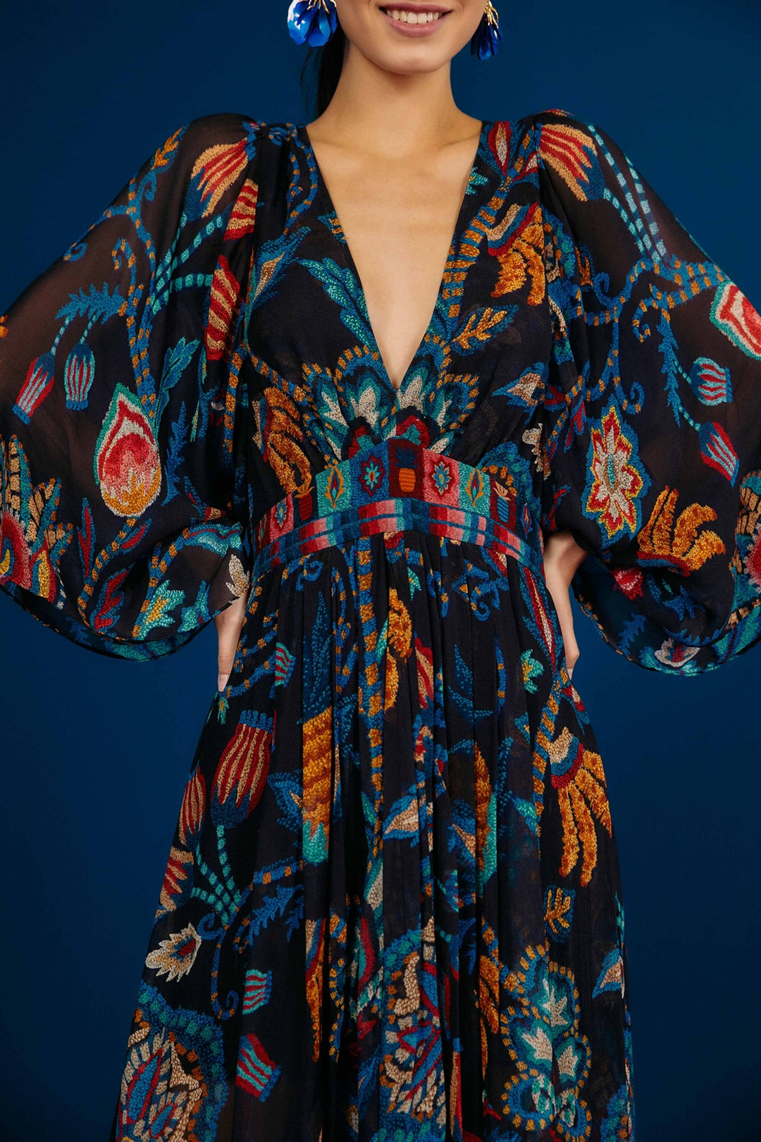 MEDIA OFF LINE_Robe Kaftan Sunset Tapestry - Noir