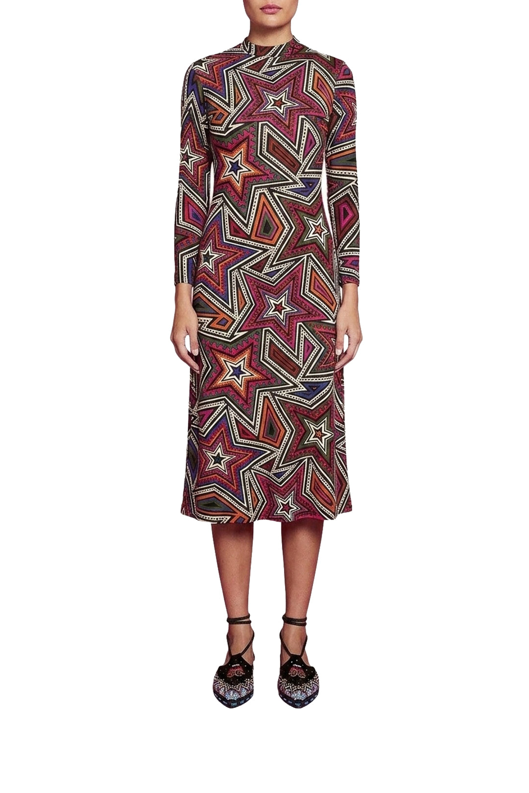 Mystic Trip Jersey Midi Dress - Red