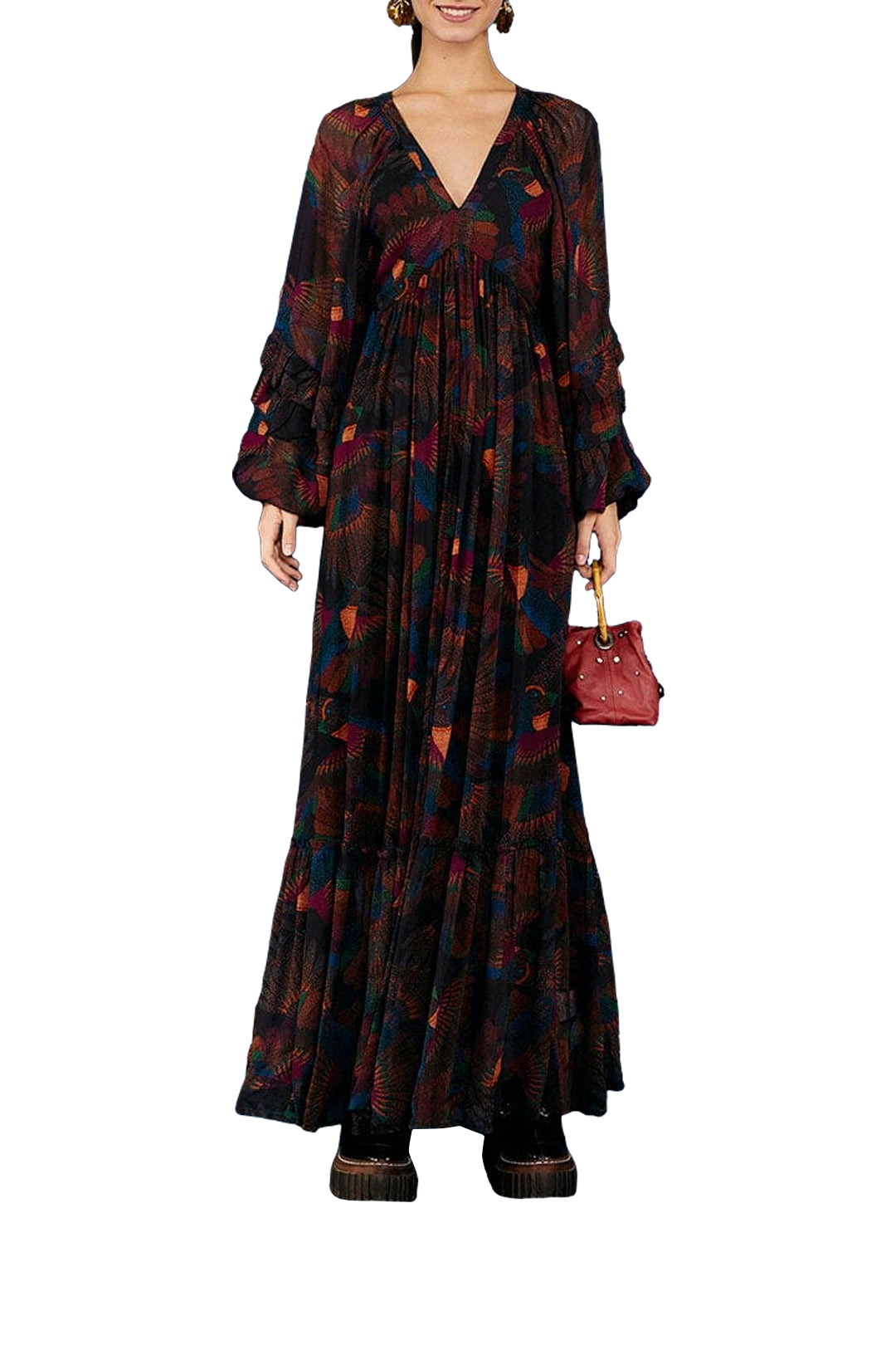 MEDIA OFF LINE_Robe maxi Borogodo Toucans - Noir