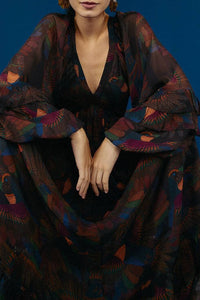MEDIA OFF LINE_Robe maxi Borogodo Toucans - Noir