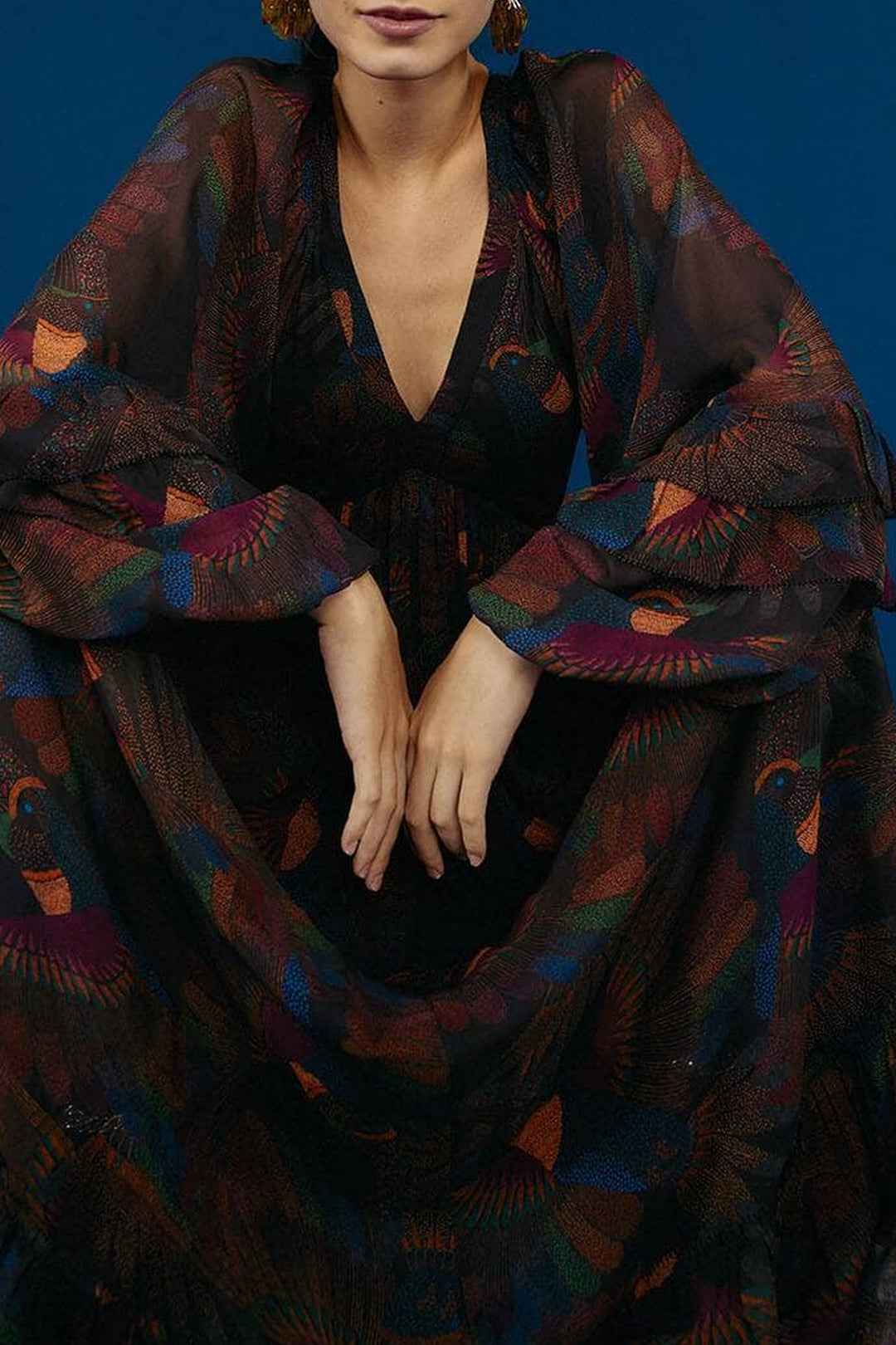 MEDIA OFF LINE_Robe maxi Borogodo Toucans - Noir