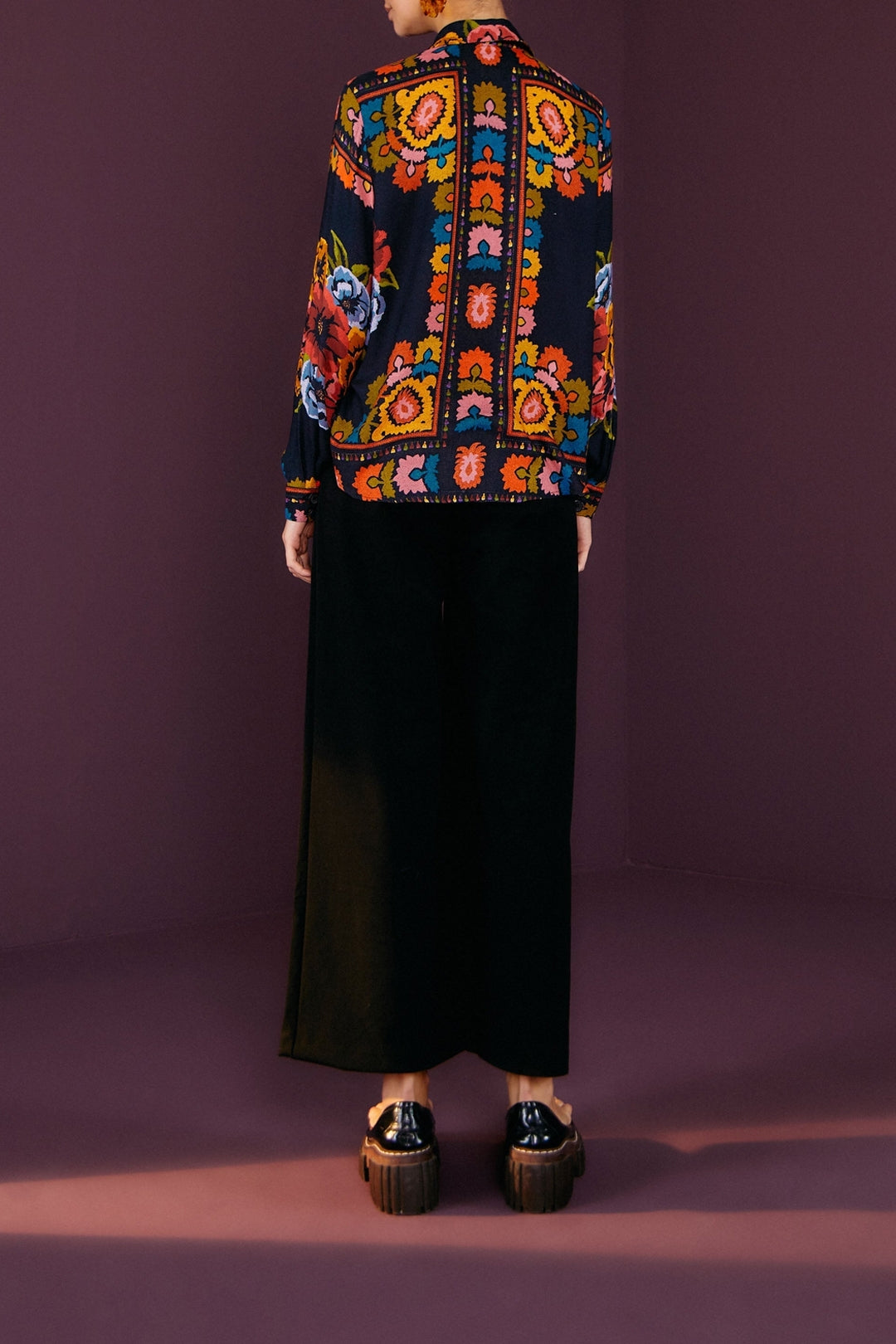 Chemise Flowers Tapestry - Noir