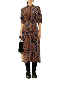 Robe midi Yawanawa Vanahu - Bleu