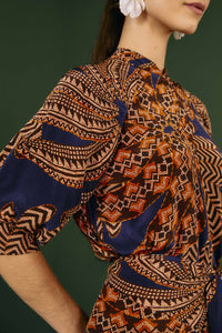 Robe midi Yawanawa Vanahu - Bleu