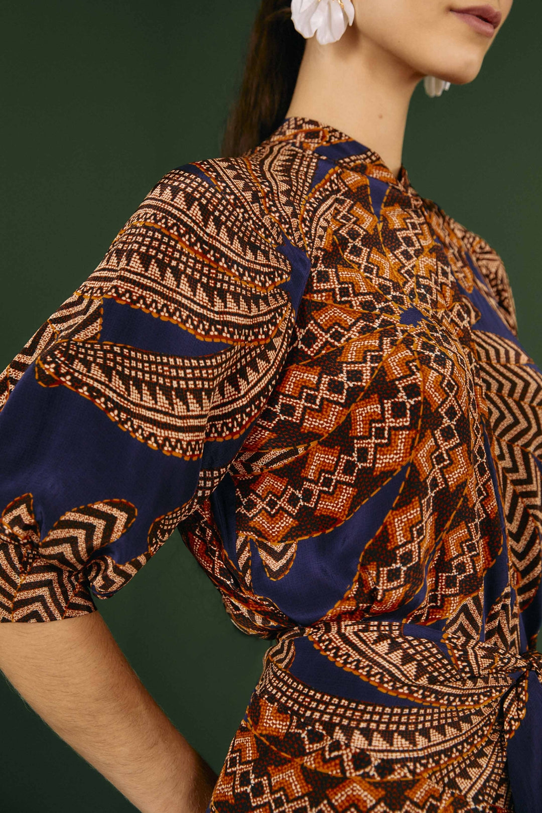 Robe midi Yawanawa Vanahu - Bleu