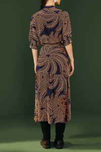 Robe midi Yawanawa Vanahu - Bleu