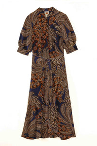 Robe midi Yawanawa Vanahu - Bleu