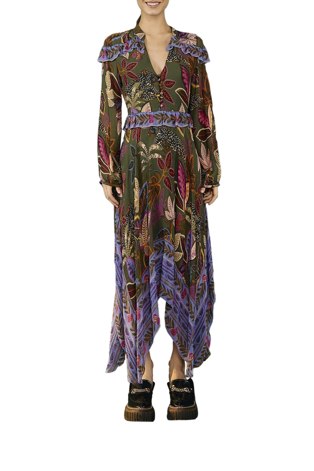 MEDIA OFF LINE_Robe midi Wild Jungle - Vert