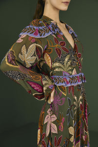 MEDIA OFF LINE_Robe midi Wild Jungle - Vert