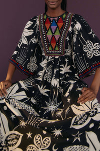 MEDIA OFF LINE_Robe maxi Black And White Cerrado Sky - Noir