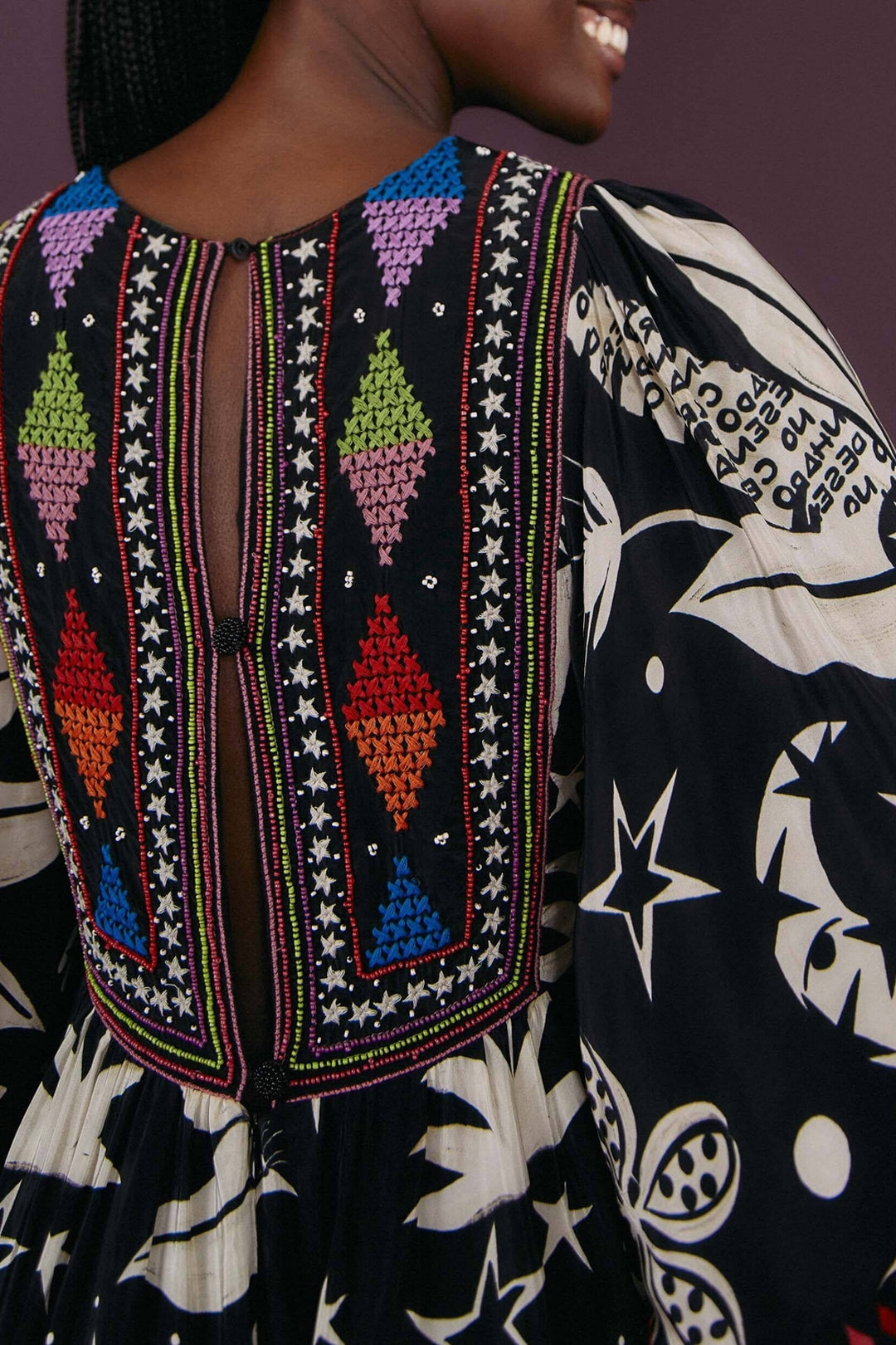 MEDIA OFF LINE_Robe maxi Black And White Cerrado Sky - Noir