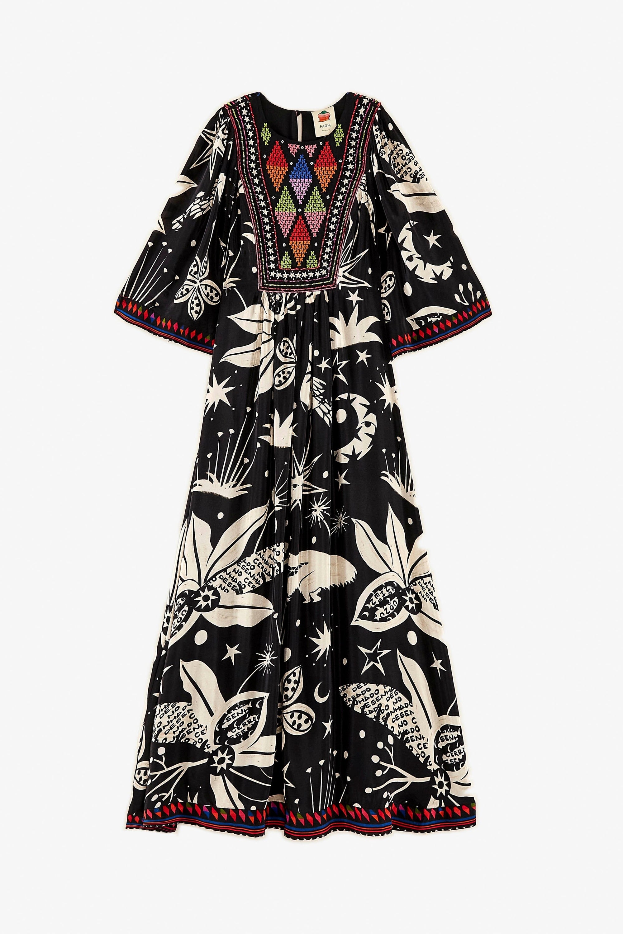MEDIA OFF LINE_Robe maxi Black And White Cerrado Sky - Noir