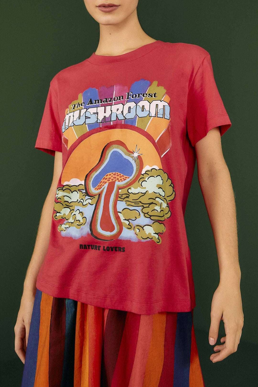 T-shirt Mushroom Amazon en coton - Rouge