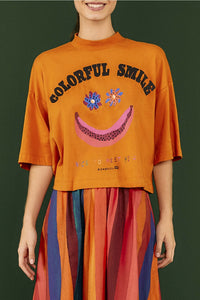 MEDIA OFF LINE_T-shirt Smile en coton - Orange