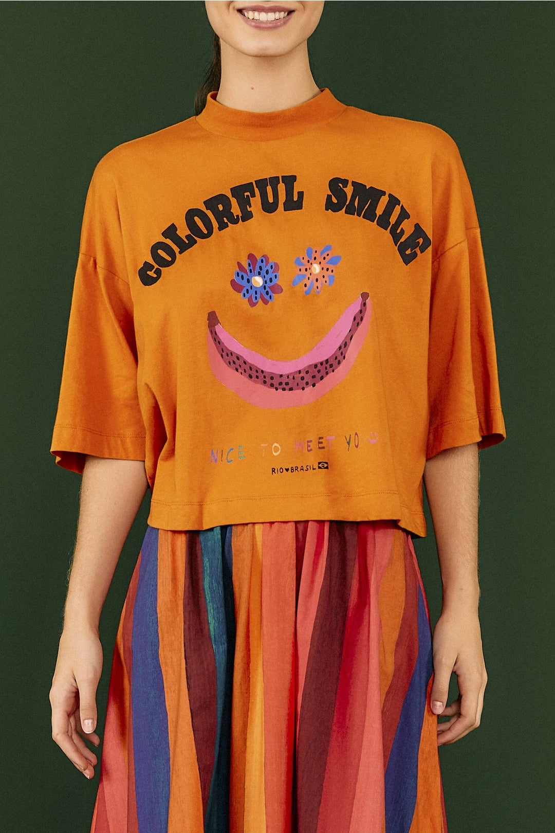 MEDIA OFF LINE_T-shirt Smile en coton - Orange