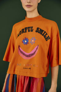 MEDIA OFF LINE_T-shirt Smile en coton - Orange