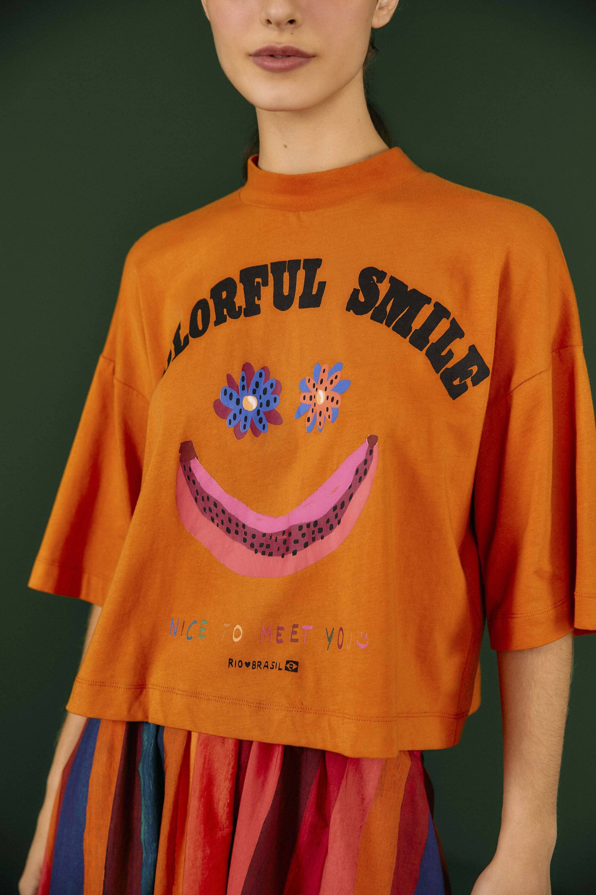 MEDIA OFF LINE_T-shirt Smile en coton - Orange