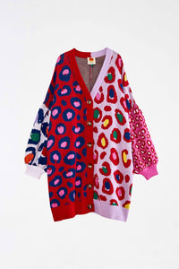 Cardigan Léopard pop en coton - Rose