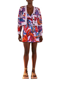MEDIA OFF LINE_Robe courte Bananas colorées en lin - Rouge