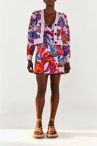 MEDIA OFF LINE_Robe courte Bananas colorées en lin - Rouge