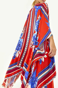 Kimono long Macaw à motifs - Rouge