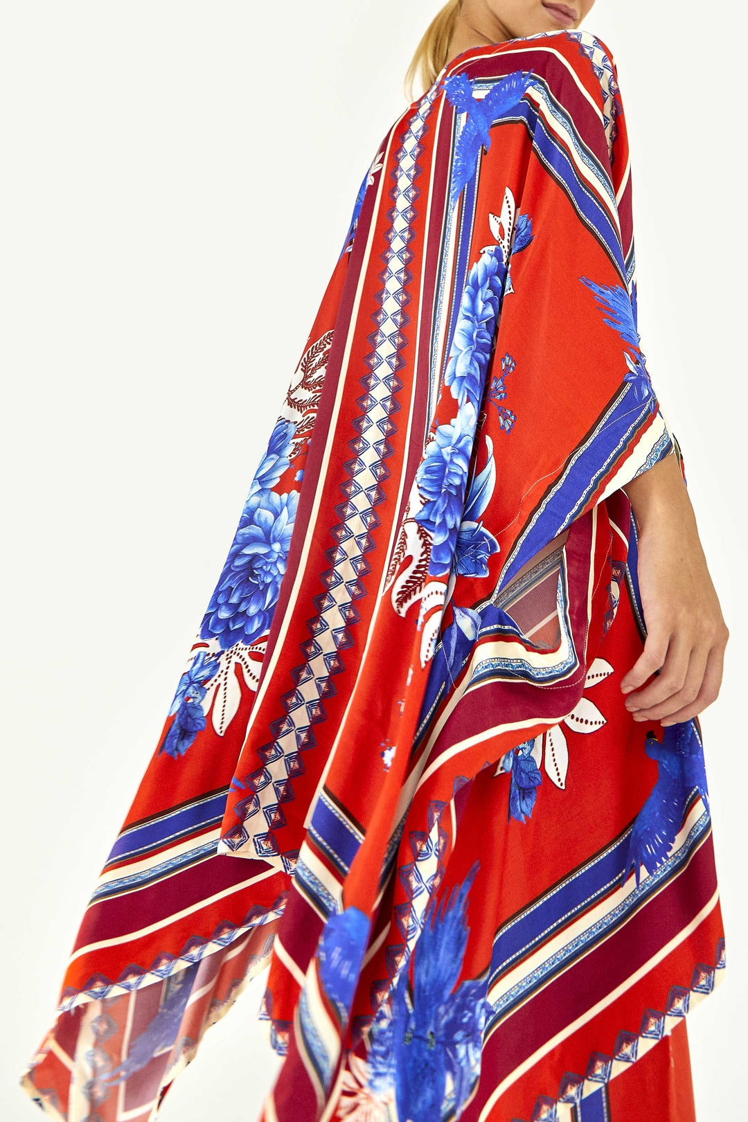 Kimono long Macaw à motifs - Rouge