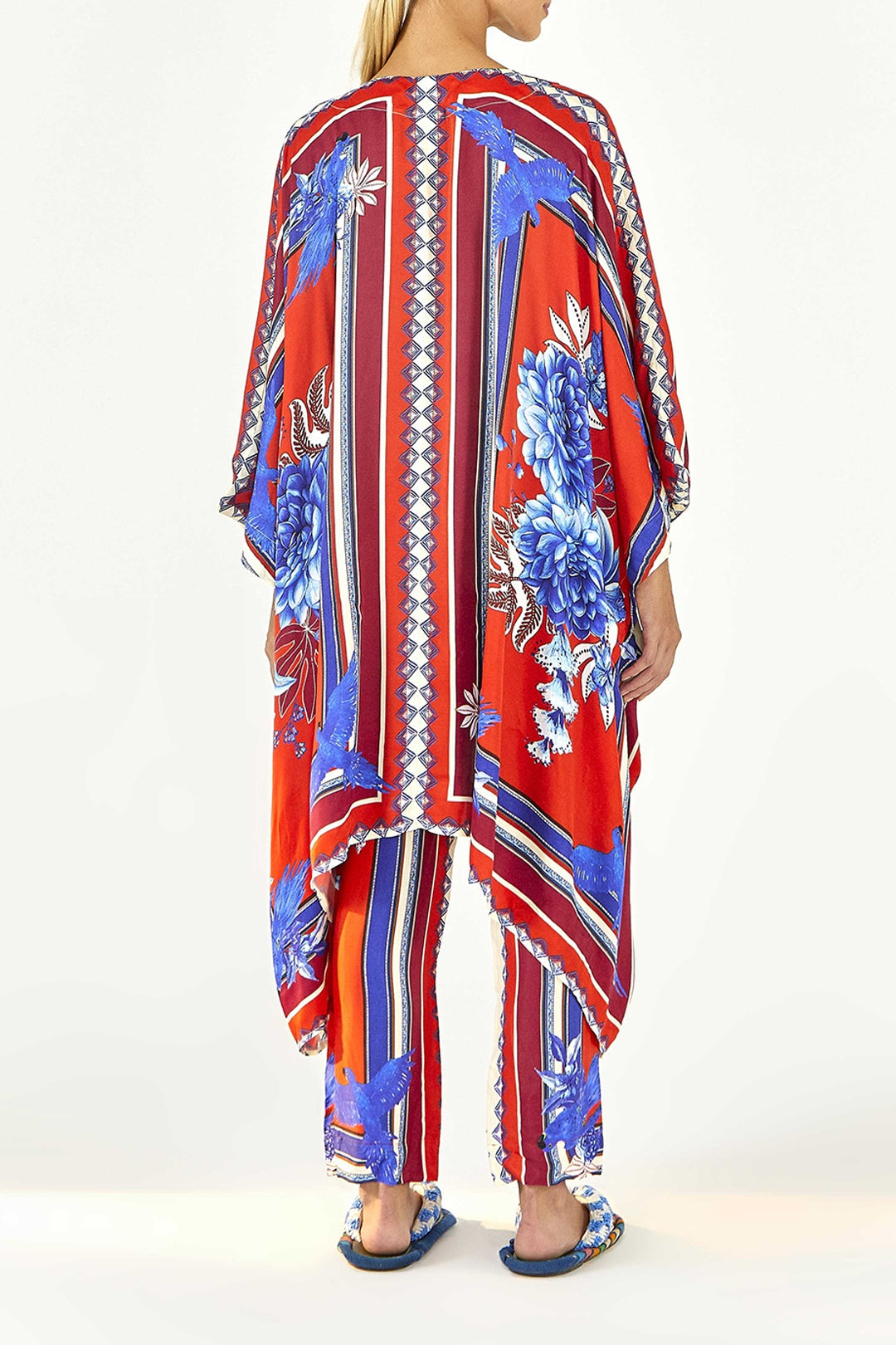 Kimono long Macaw à motifs - Rouge