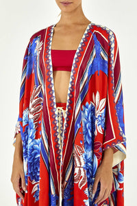 Kimono long Macaw à motifs - Rouge