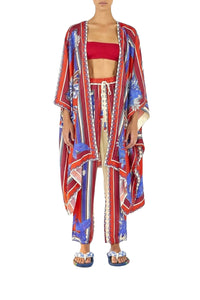 Kimono long Macaw à motifs - Rouge