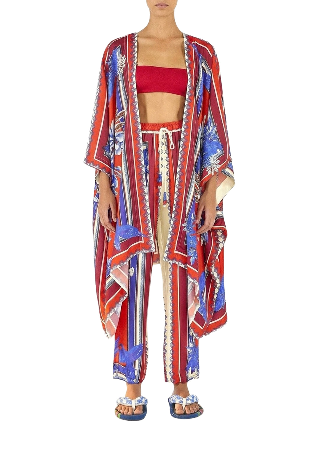 Kimono long Macaw à motifs - Rouge
