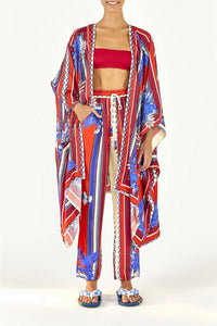 Kimono long Macaw à motifs - Rouge
