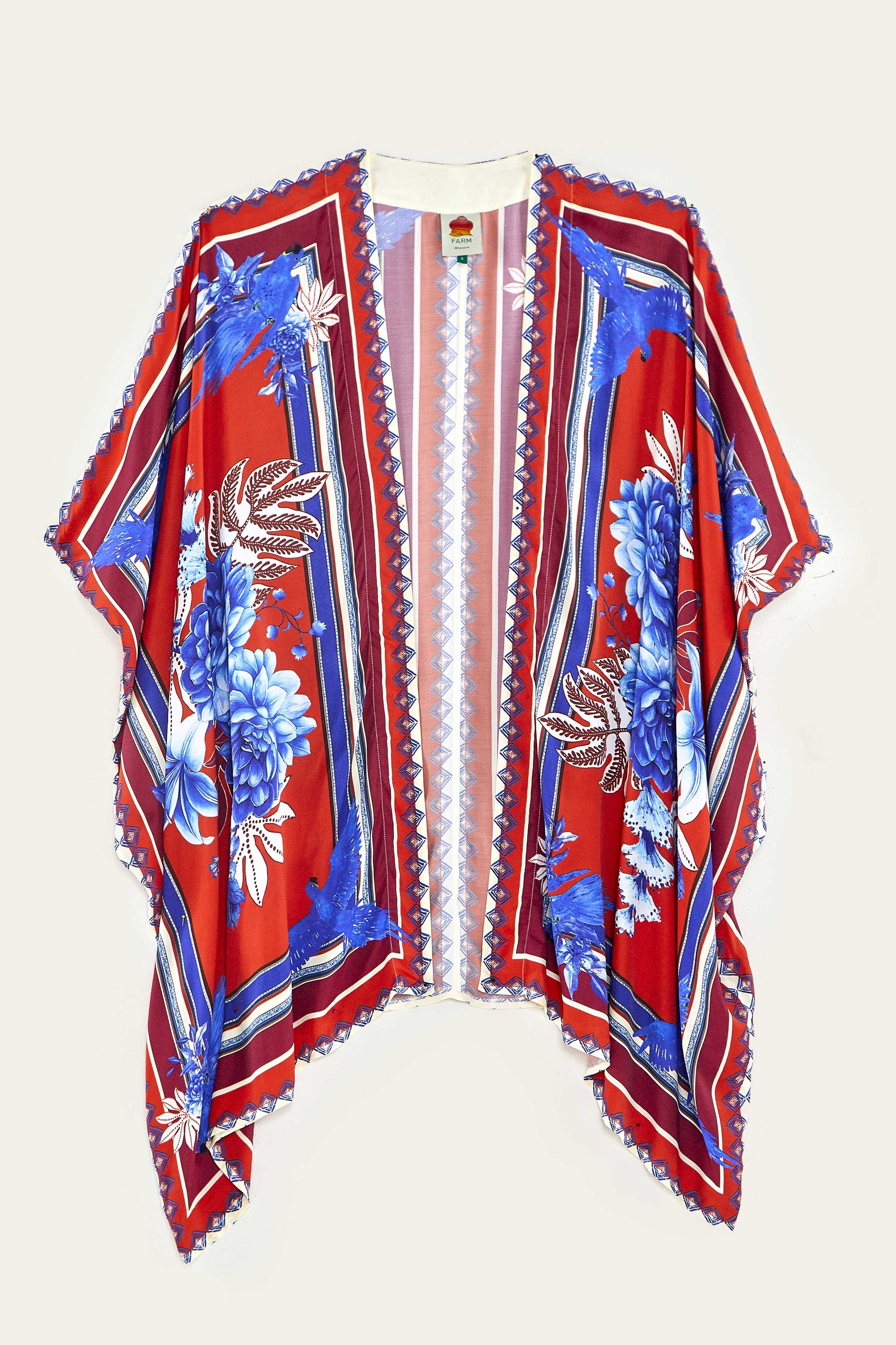 Kimono long Macaw à motifs - Rouge