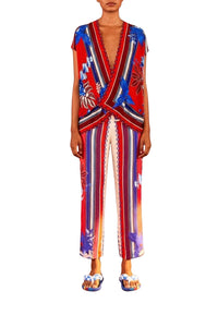 Macaw scarf blouse - Red