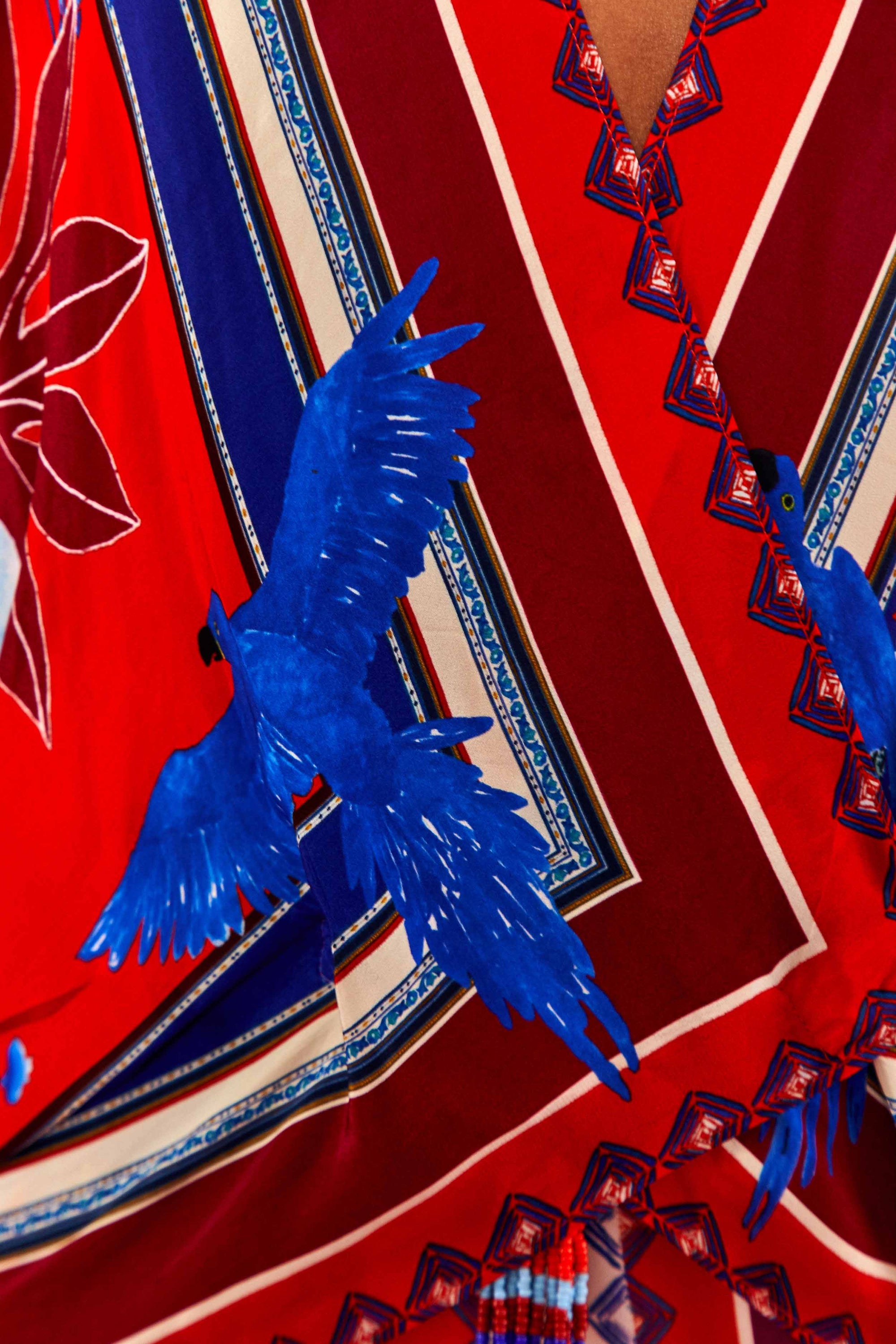 Macaw scarf blouse - Red