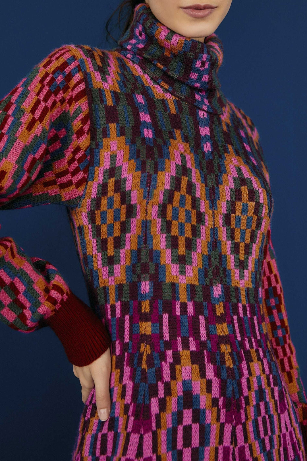 Pull long à col montant Tapestru - Multicolore