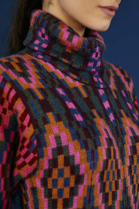 Pull long à col montant Tapestru - Multicolore