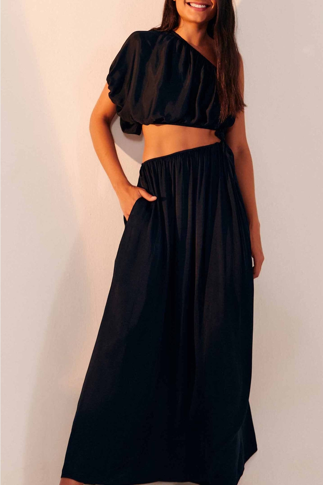 Asymmetric long dress - Black