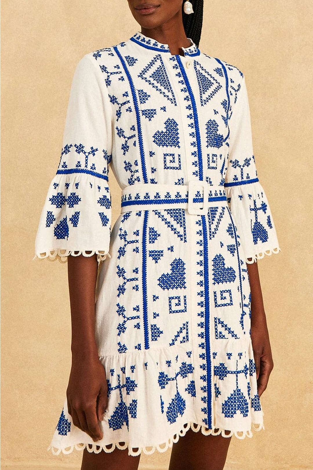 Robe courte en lin - Blanc